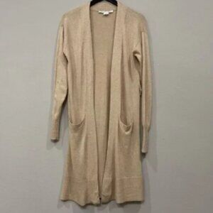Veronica Beard Danzie Longline Cardigan‎ Small Beige Wool Blend Lightweight